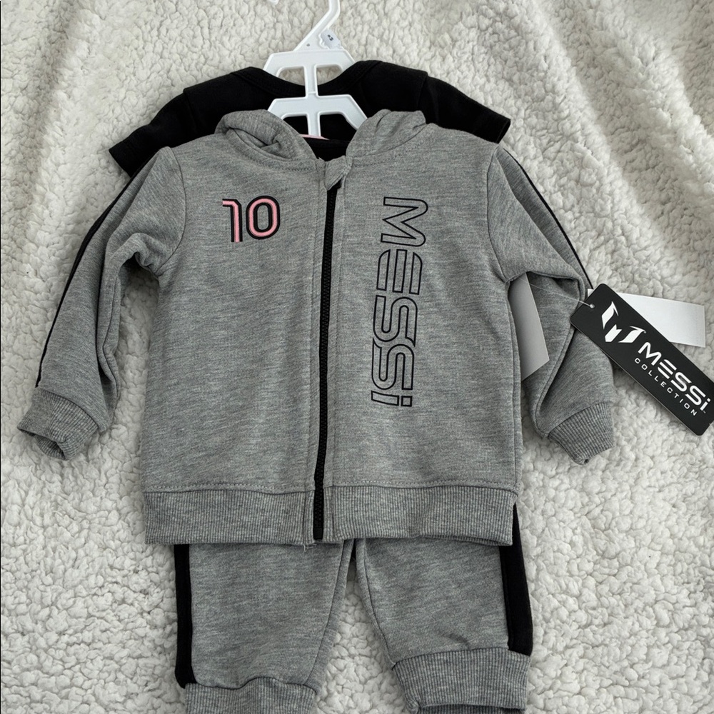 MESSI SOCCER - Baby’s 3pc Set - One Piece, Hoodie,Pants - New